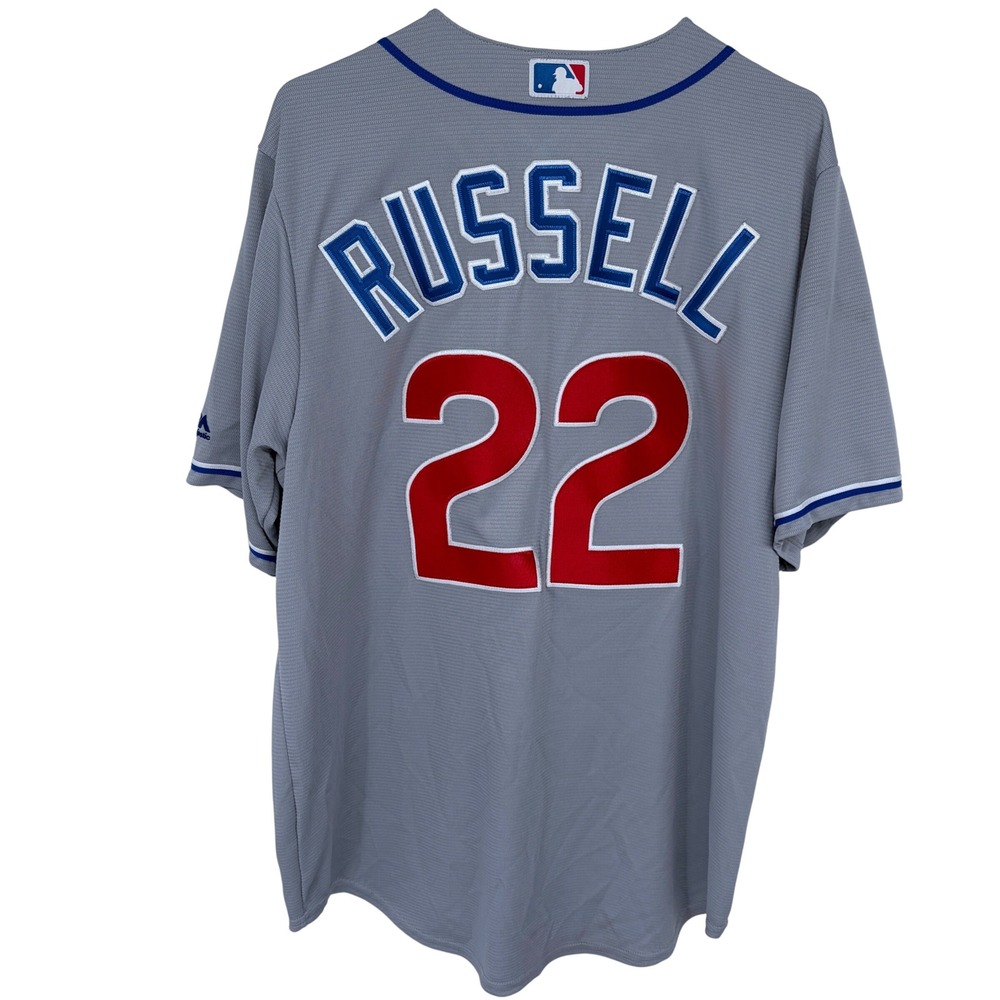 Addison Russell #22 Chicago Cubs Baseball‎ Jersey Large Grey Stitched Majestic